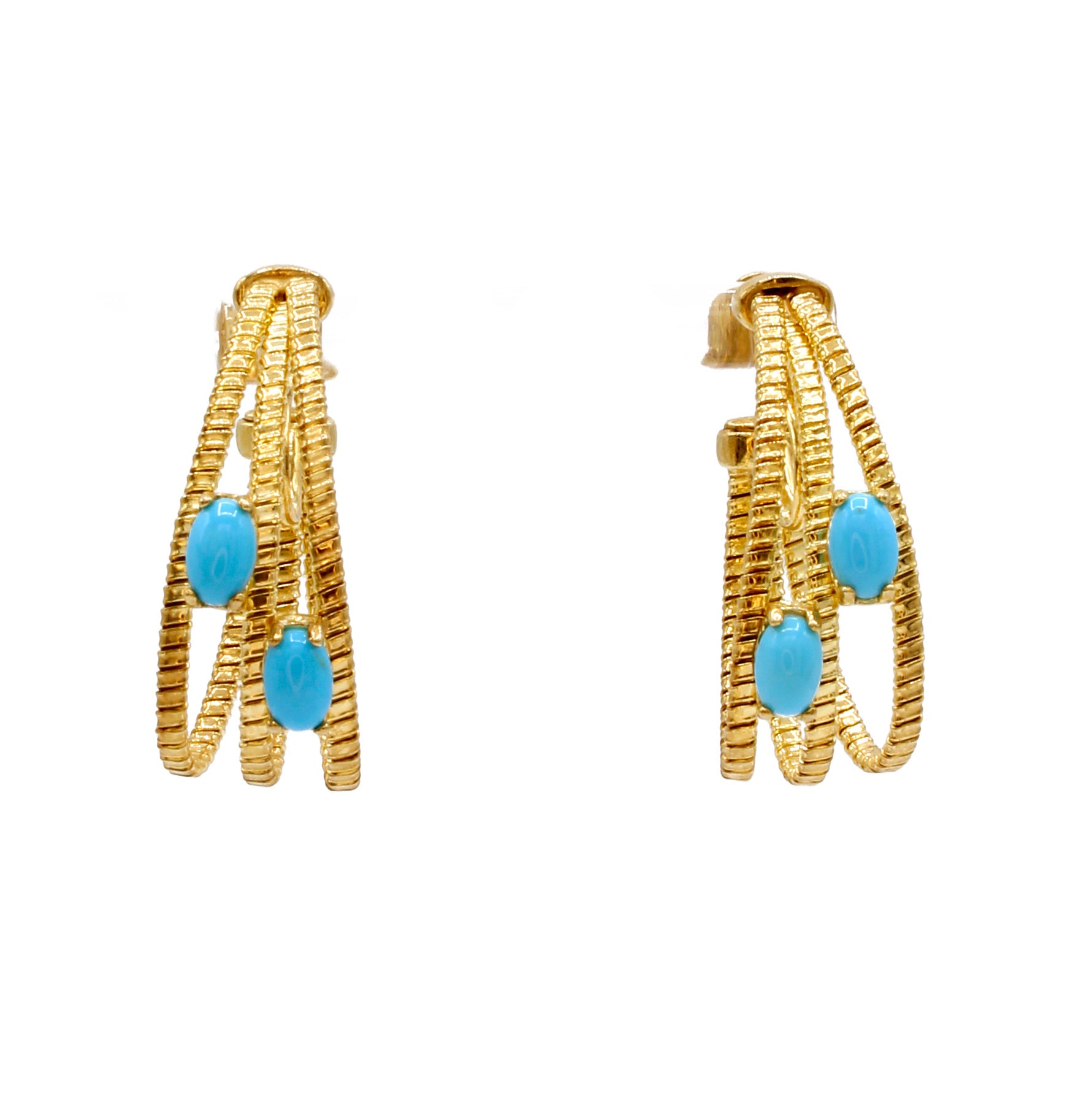 Orecchini vintage color argento con goccia d'acqua turchese per