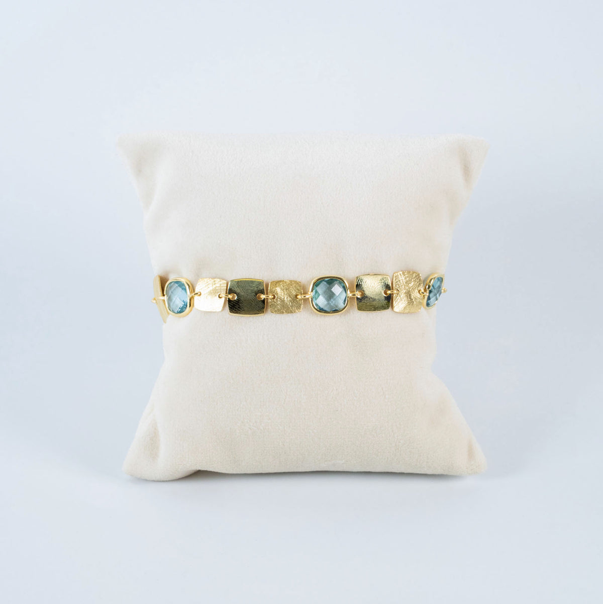 Bracciale oro con quarzi azzurri