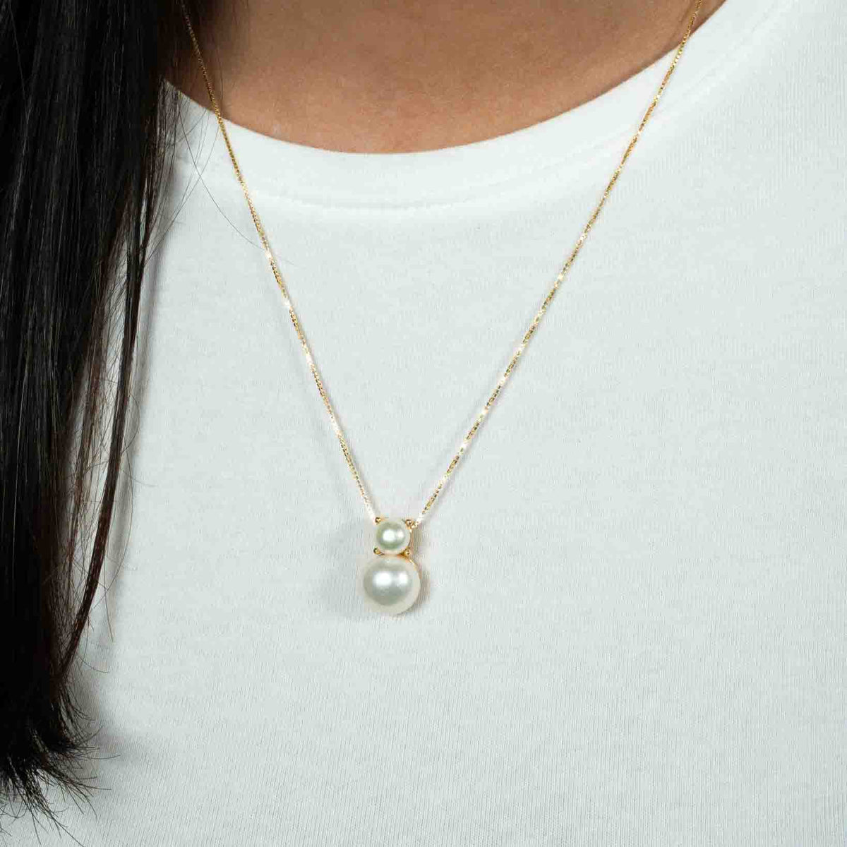 Collana in argento 925 con ciondolo a due perle d'acqua dolce