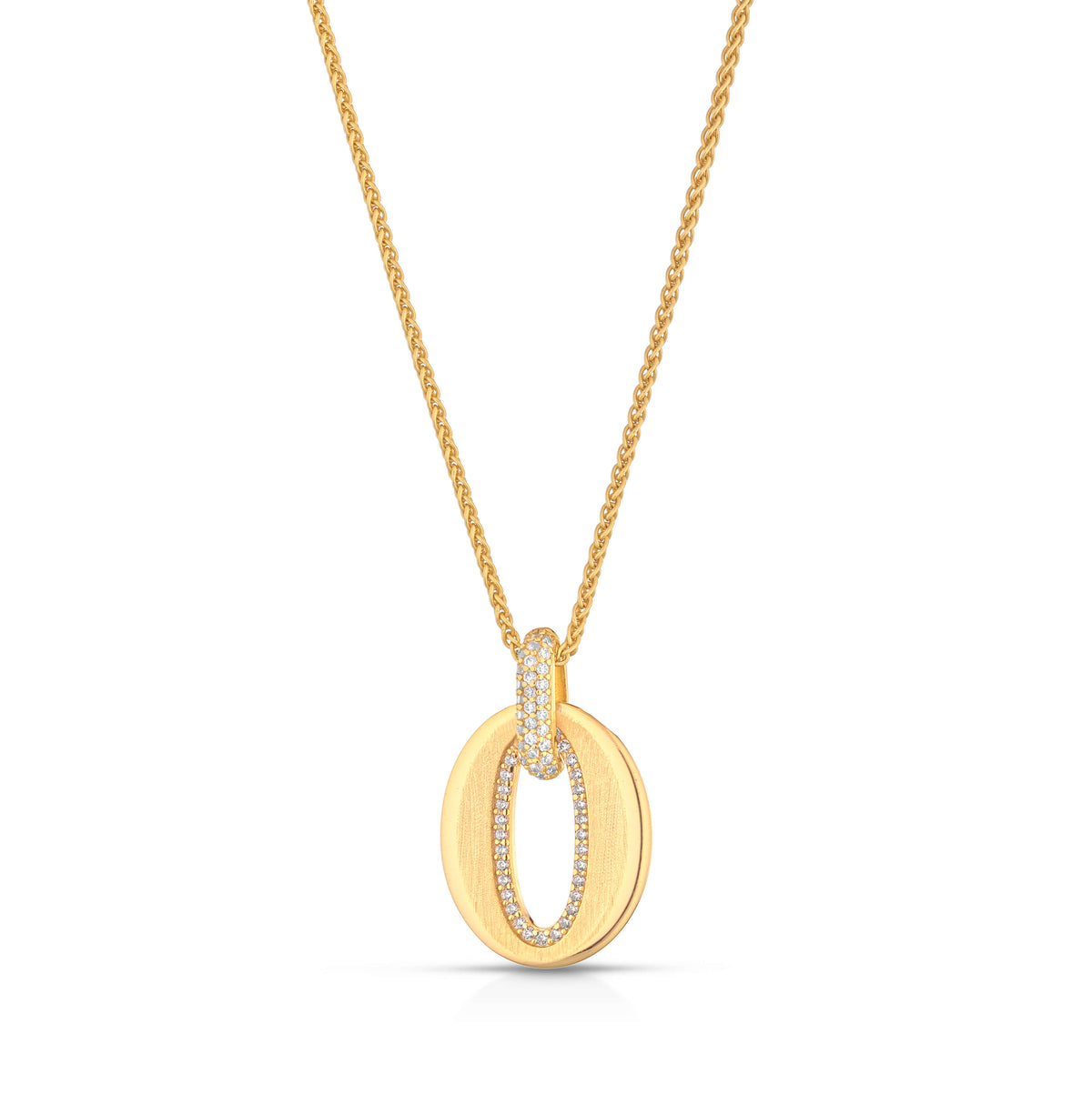 Collana con pendente ovale in argento 925 placcato in oro
