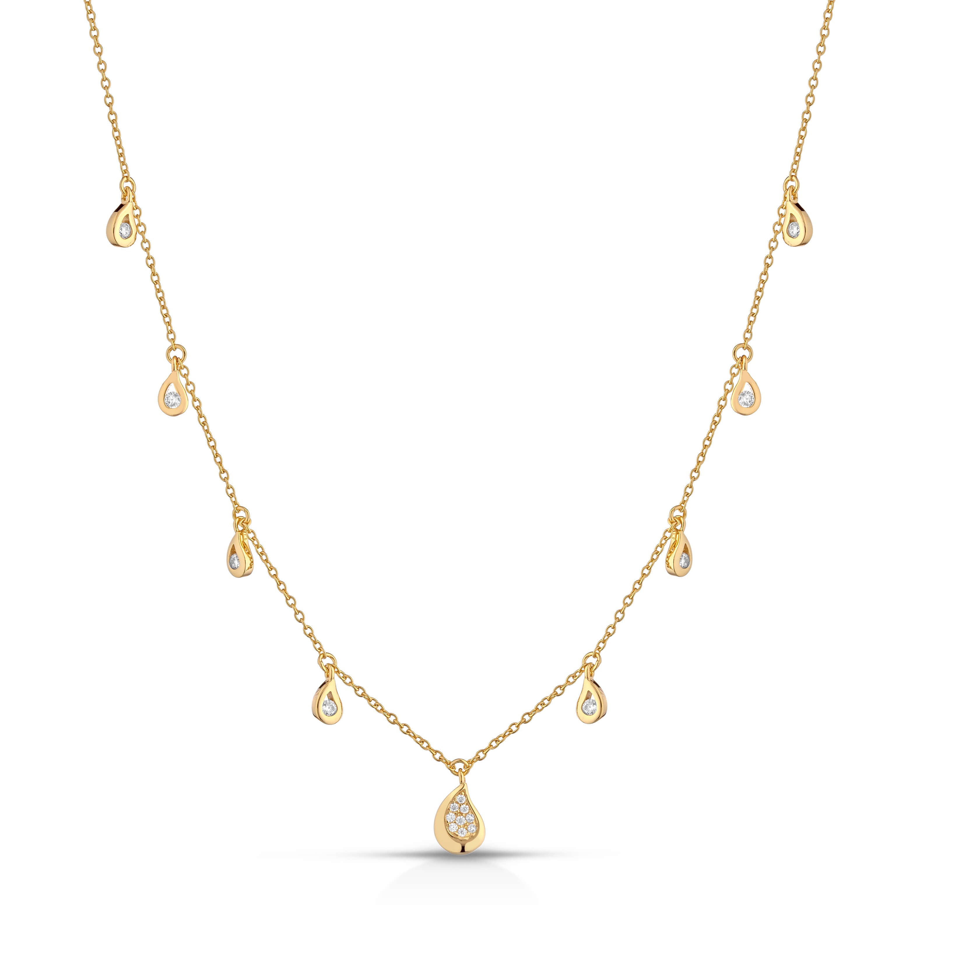 Collana con gocce pendenti con zirconi
