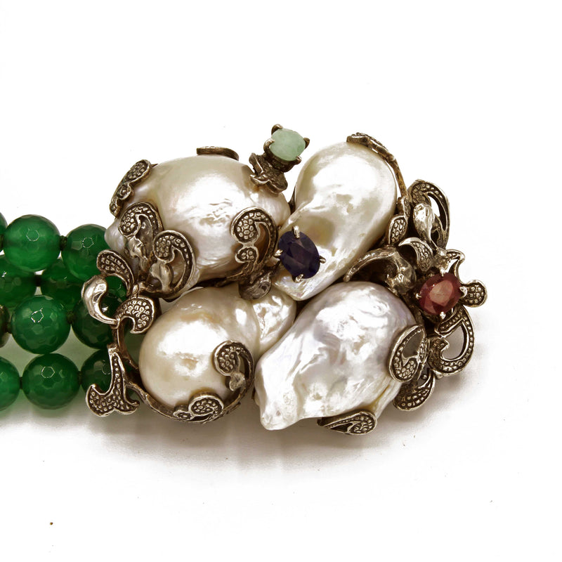 Collana in argento ed agata verde