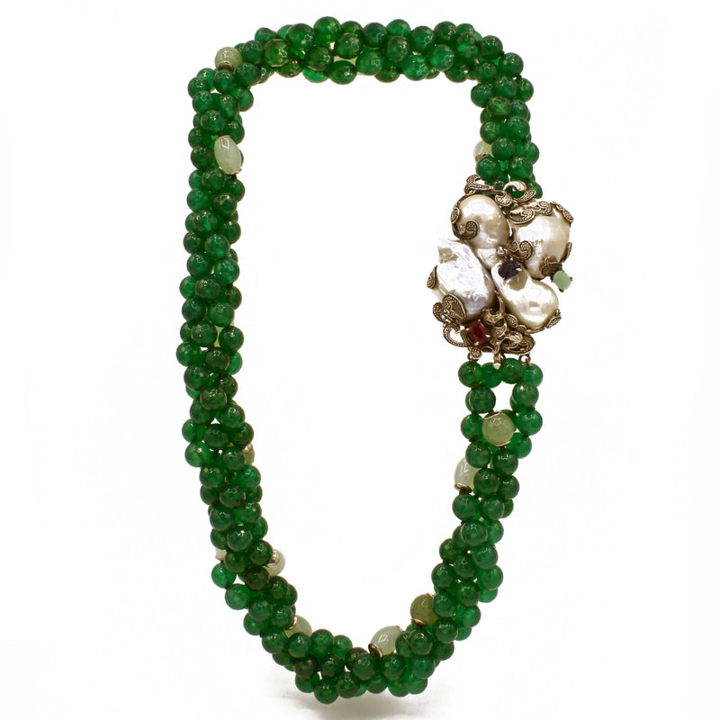 Collana in argento ed agata verde