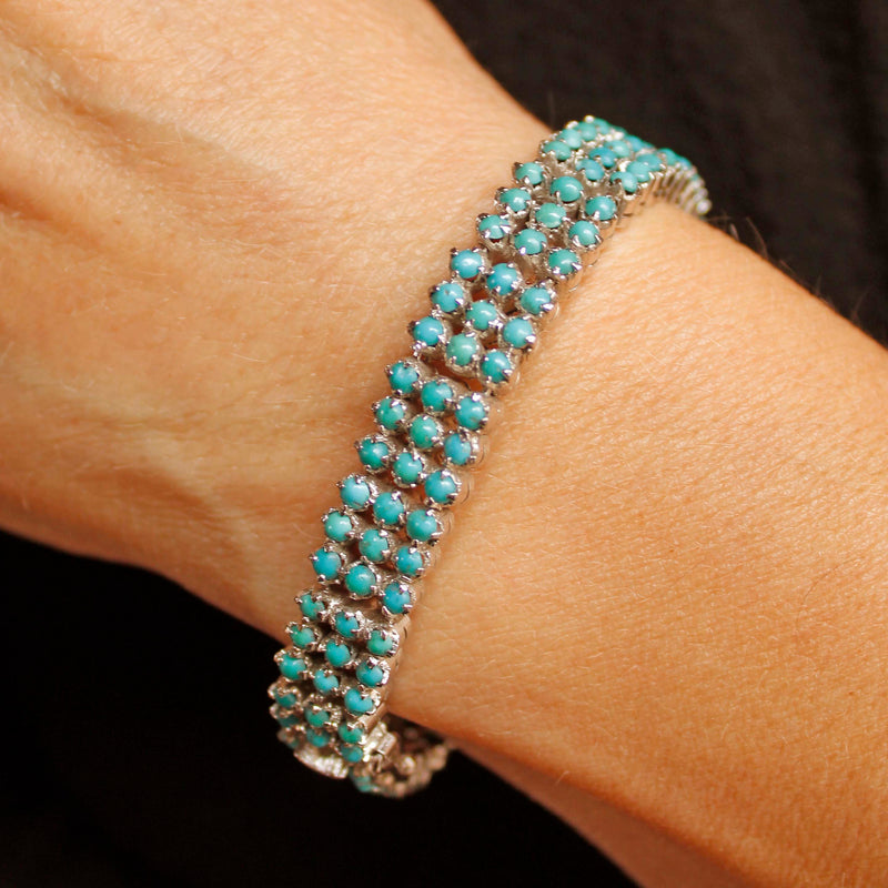 Bracciale Con Turchesi E Fili D'argento - Gioielli Sardi Filigrana - Foto 9