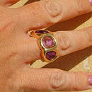 Anello con tre ametiste idrotermali