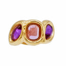 Anello con tre ametiste idrotermali