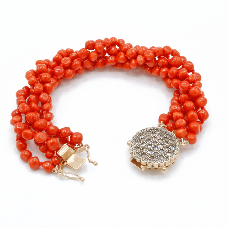 Bracciale a 5 fili di corallo rosso italiano