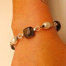 Bracciale argento e perle e quarzo fumè