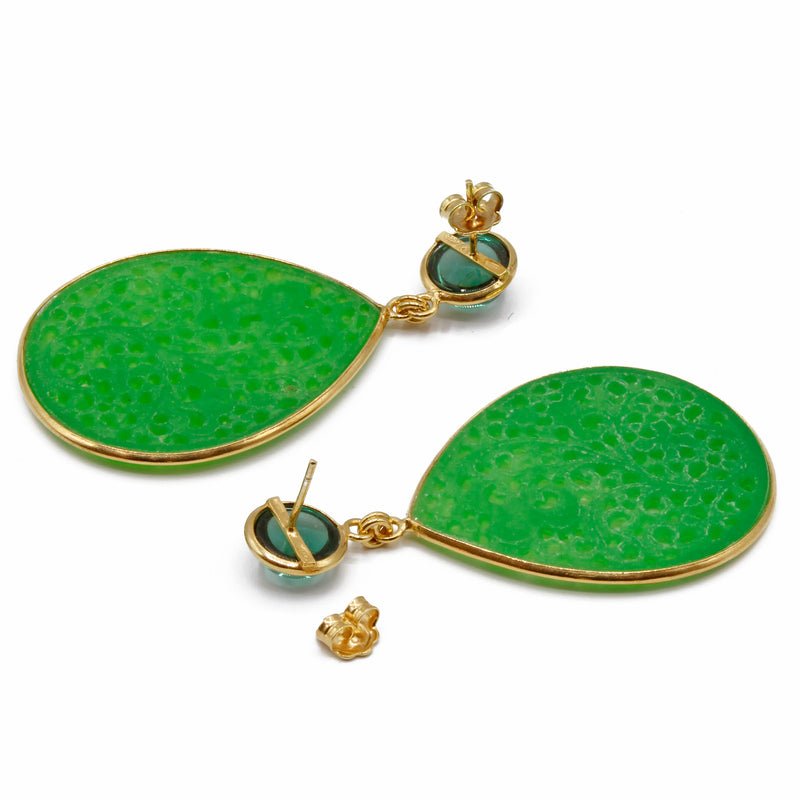 Orecchini con giada e quarzo verde