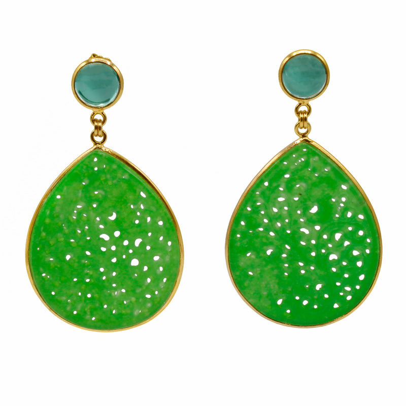 Orecchini con giada e quarzo verde