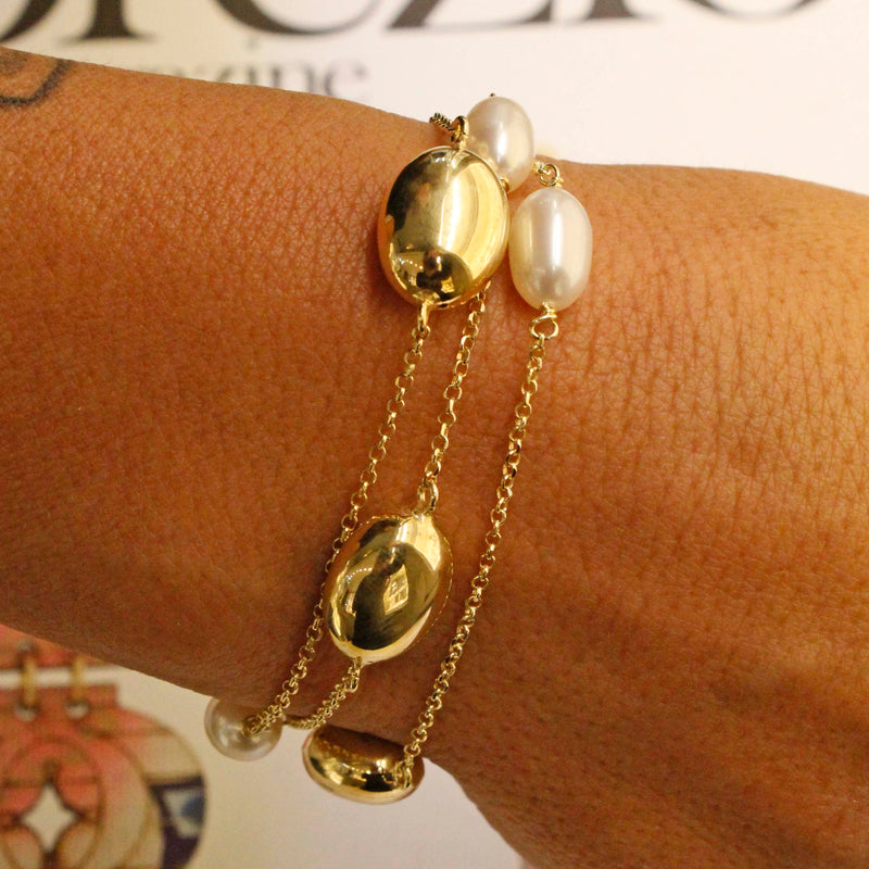 Bracciale a 3 fili con perle di acqua dolce