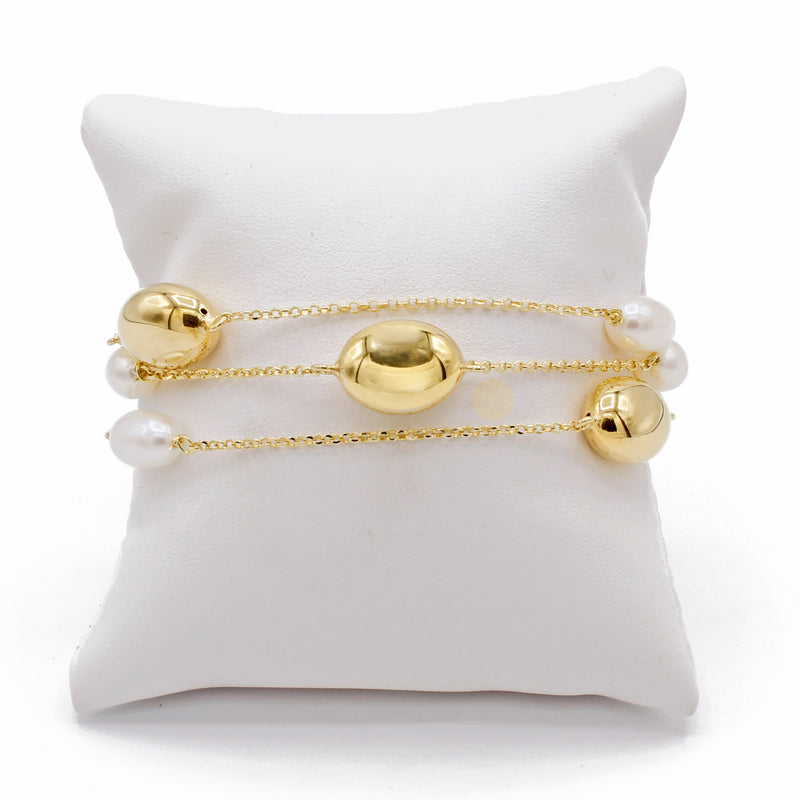 Bracciale a 3 fili con perle di acqua dolce