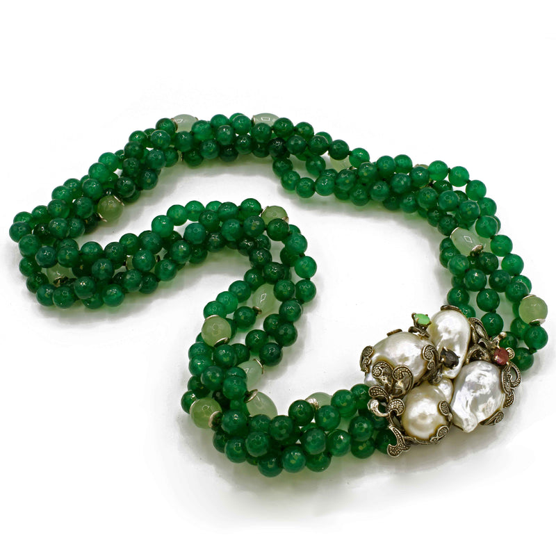 Collana in argento ed agata verde