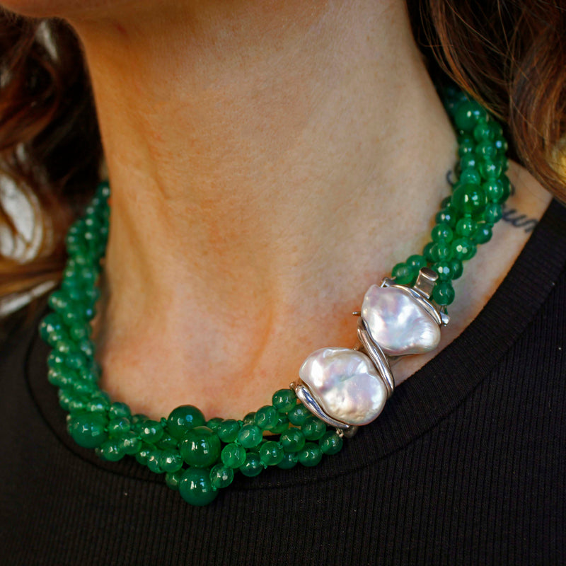 Collana a 4 fili in agata verde