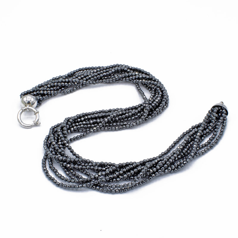 Collana argento ed ematite