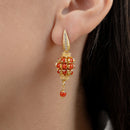 Orecchini in argento 925 placcato oro giallo con corallo rosso