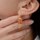 Orecchini in argento 925 placcato oro giallo con corallo rosso