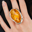 Anello argento 925 con Ambra del baltico naturale