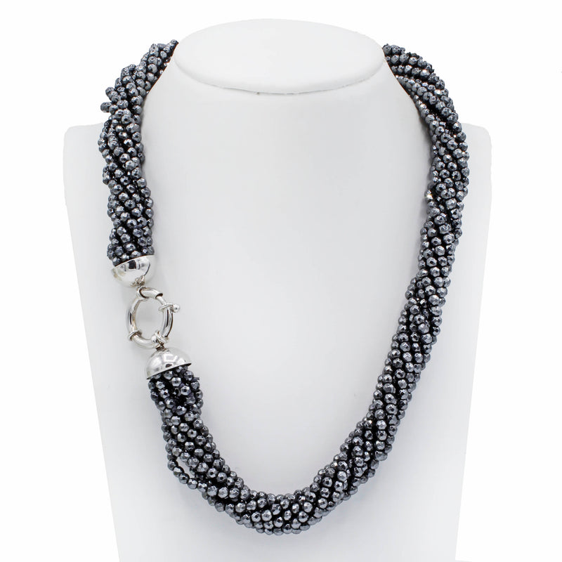 Collana argento ed ematite