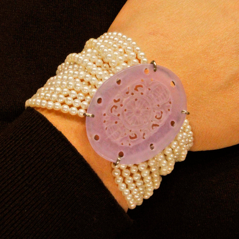 Bracciale di perle e giada viola