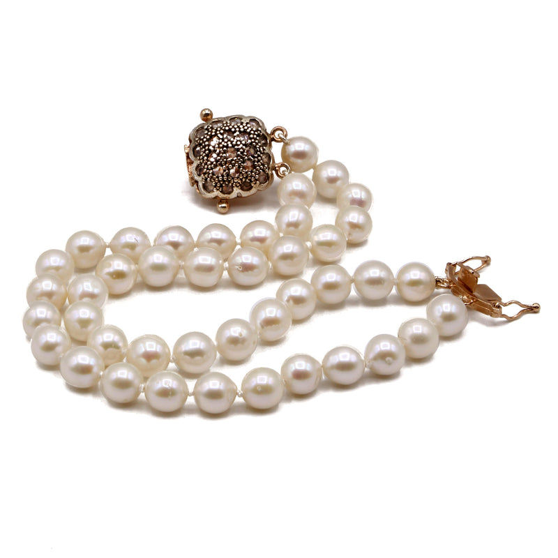 Prodotti Bracciale con 2 fili di perle di acqua dolce e zirconi