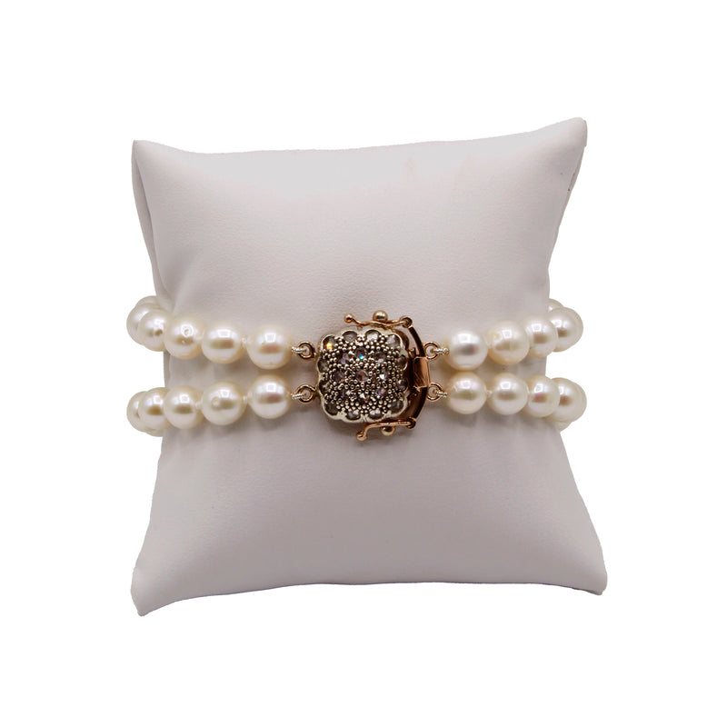 Prodotti Bracciale con 2 fili di perle di acqua dolce e zirconi