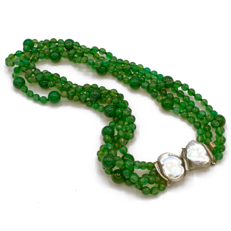 Collana a 4 fili in agata verde