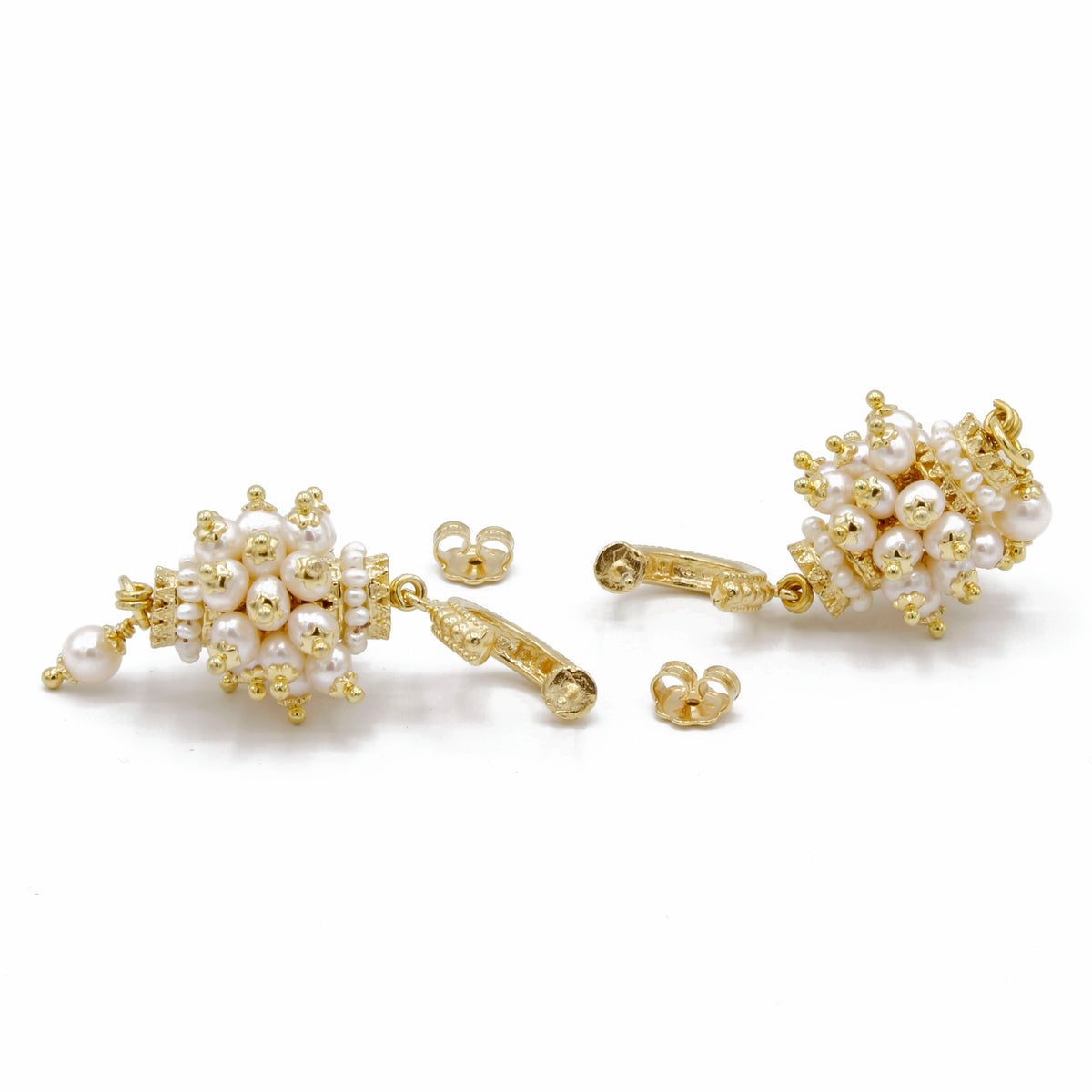 Orecchini argento placcato oro giallo con perle di acqua dolce