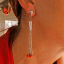 Orecchini in argento rodiato e corallo rosso