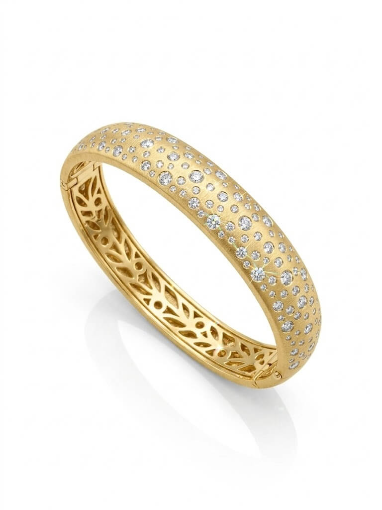 Bracciale rigido satinato con zirconi