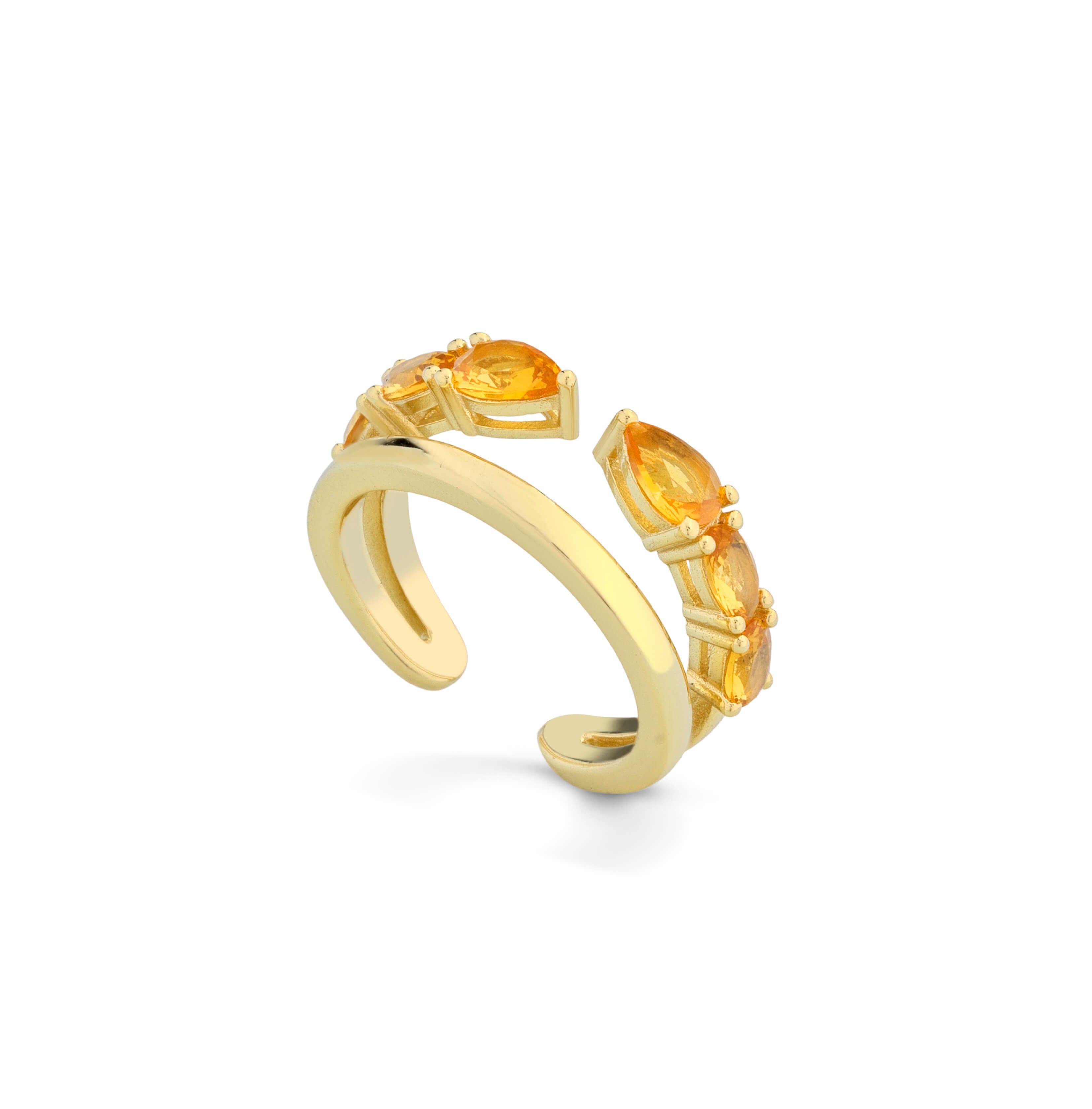 Anello aperto a doppio filo con quarzo