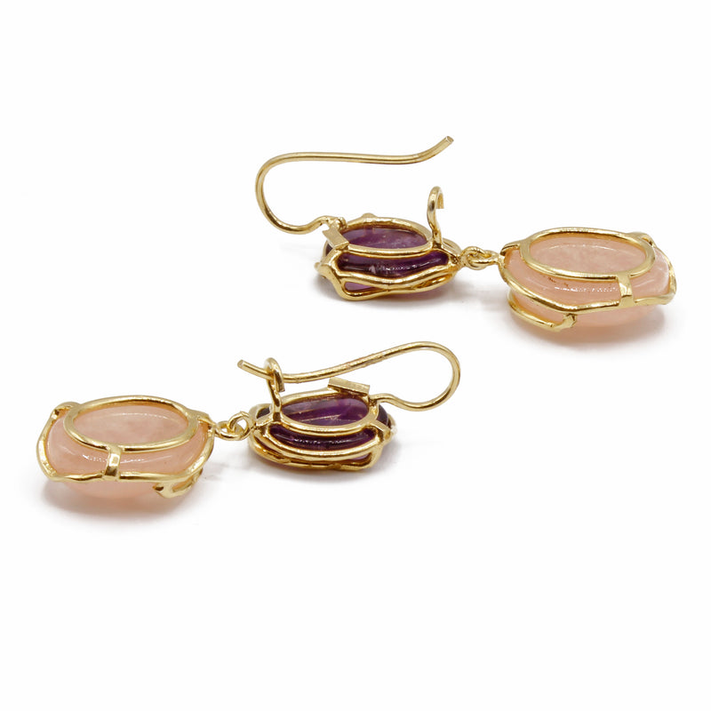 Orecchini con quarzo rosa e ametista