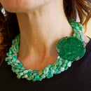 Collana in argento crisoprasio e giada