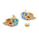 Orecchini con agata blu, corallo rosso italiano e cammeo