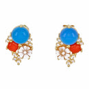 Orecchini con agata blu, corallo rosso italiano e cammeo