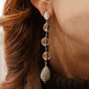 Orecchini con cristallo di rocca e agata grigia