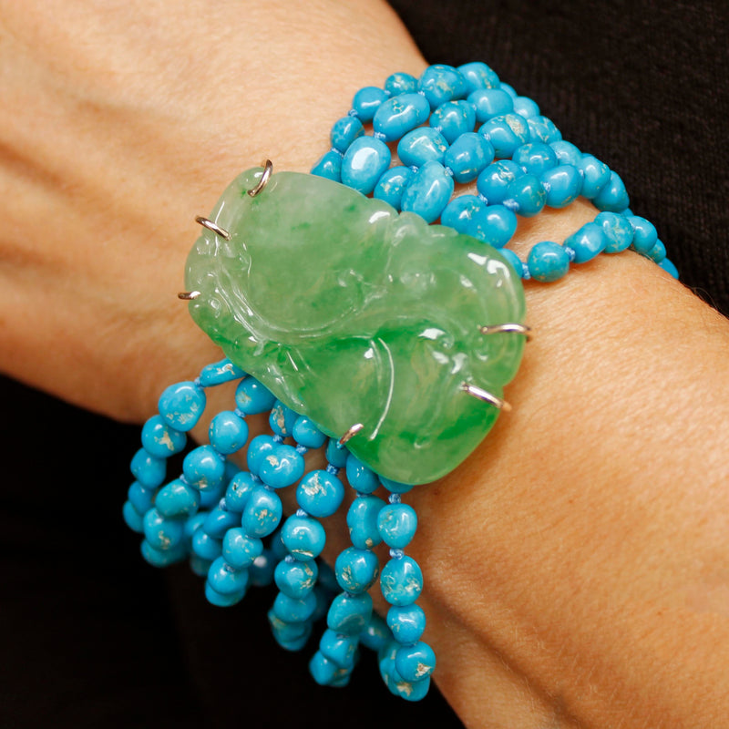 Bracciale in turchese naturale con giada