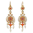 Orecchini in argento placcato oro con micro perle e smalto