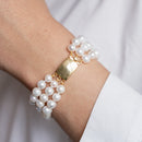 Bracciale a tre fili di perle di acqua dolce