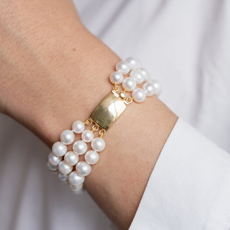 Bracciale Con Perle Coltivate D'acqua Dolce, Chiusura Ed Elementi In Oro Bianco 18kt 2 Bracciale Con Perle Coltivate D'acqua Dolce, Chiusura Ed Elementi In Oro Bianco 18kt 2