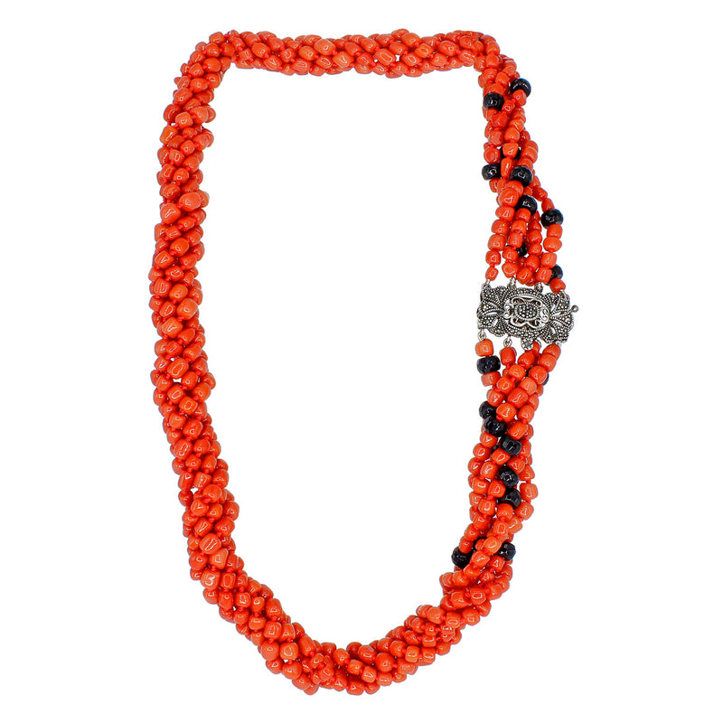 Collana in corallo e onice