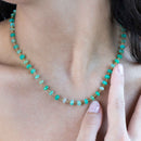 Collana con perline crisoprasio celesti