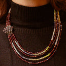 Collana con granato, topazio, iolite e peridoto