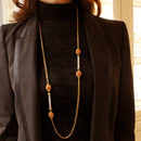 Collana con corallo rosso italiano, zirconi e quarzo ialino