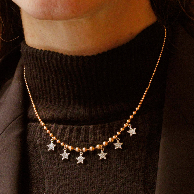 Girocollo con sfere Argento rosa 925% e stelle