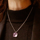 Collana in Argento 925% con ciondolo di Quarzo Rosa