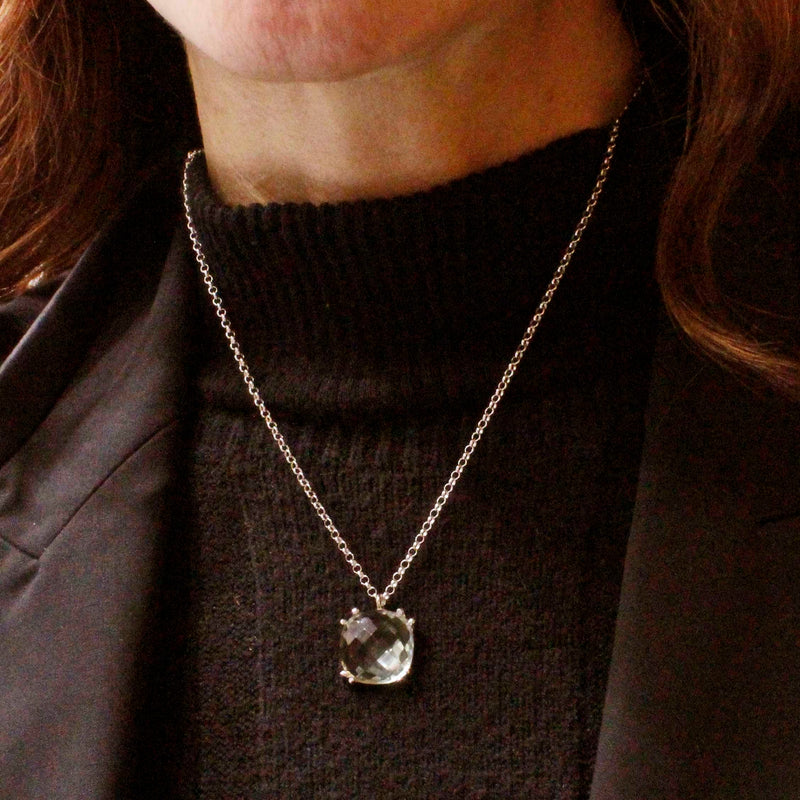 Collana in Argento 925% con ciondolo di prasiolite