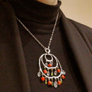Collana con corallo rosso italiano e quarzo ialino