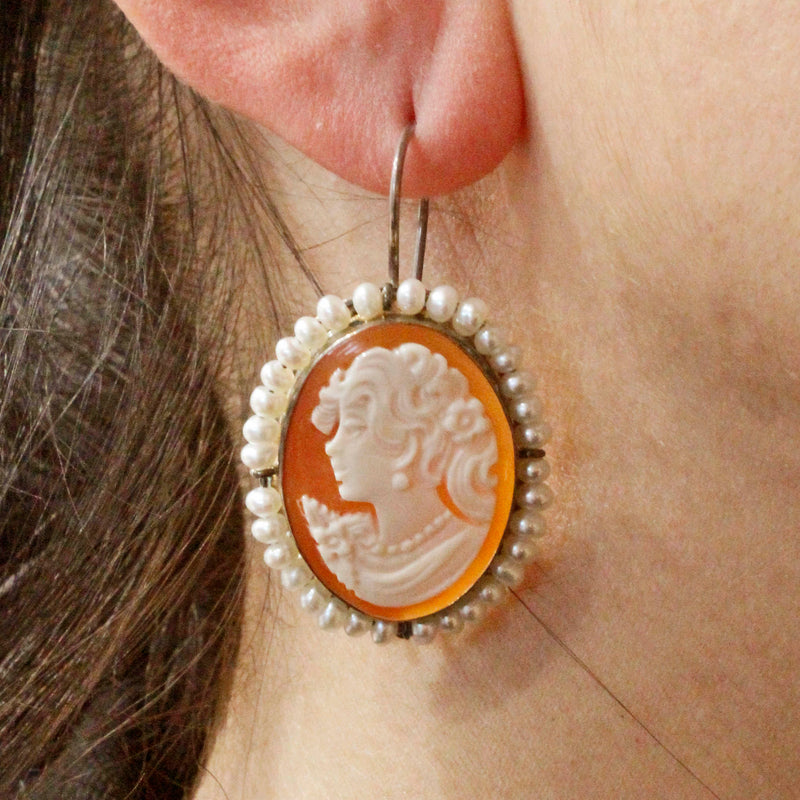 Orecchini Cammeo Con Perla – Tresor Gioielli Orecchini Cammeo Con Perla – Tresor Gioielli