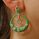 Orecchino in argento e smalto verde